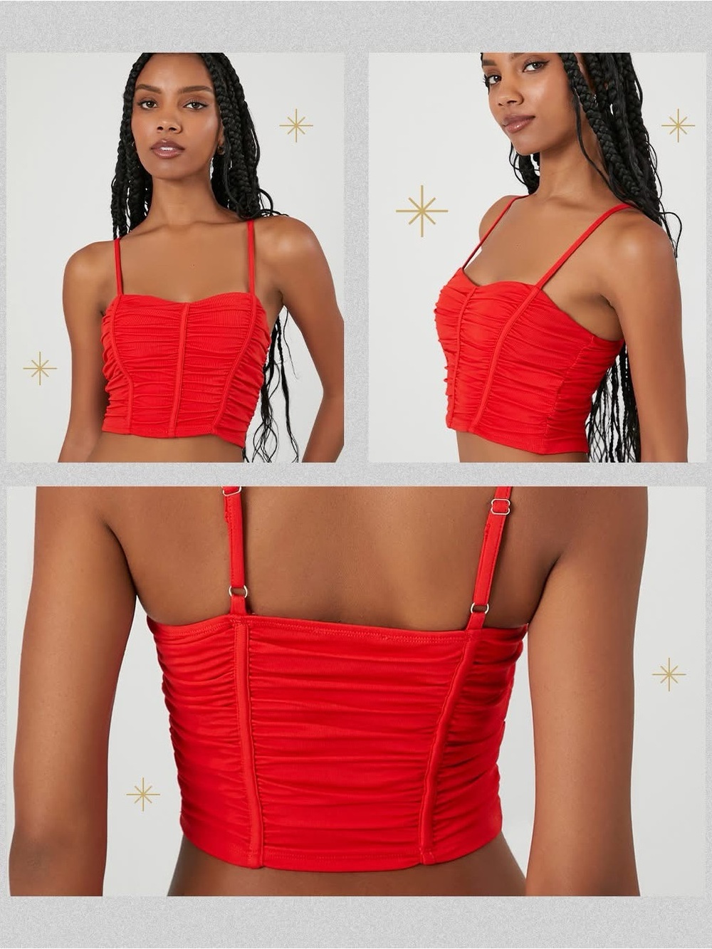 Forever 21 Red Ruched Crop Cami Top